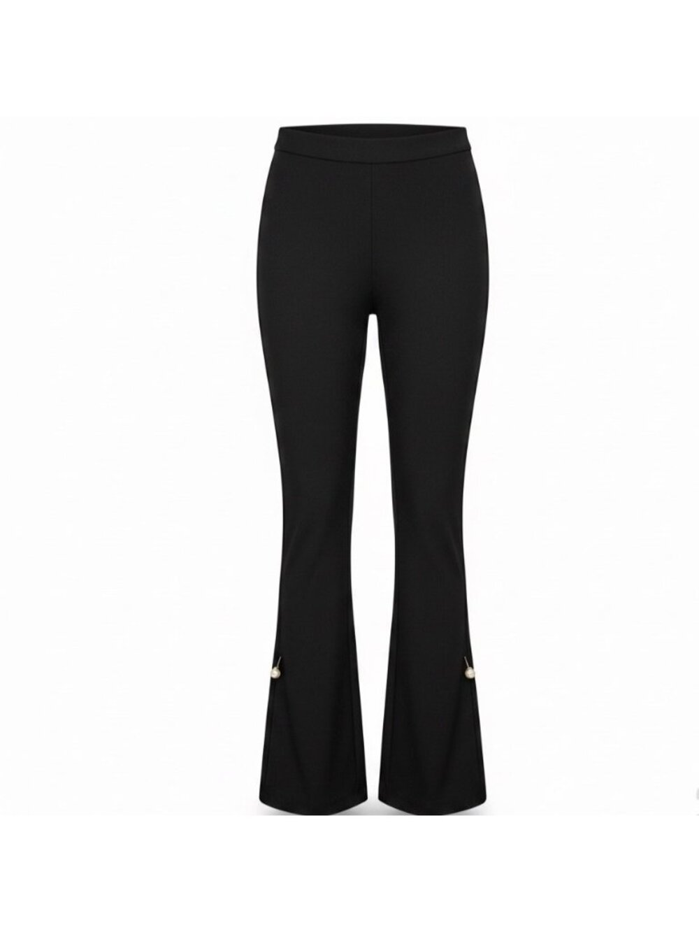Petite Studio Womens Black Flared Pants Pearl Embellishments Sz XS
